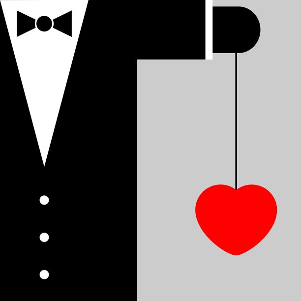 男士套装配领结和心形图片下载