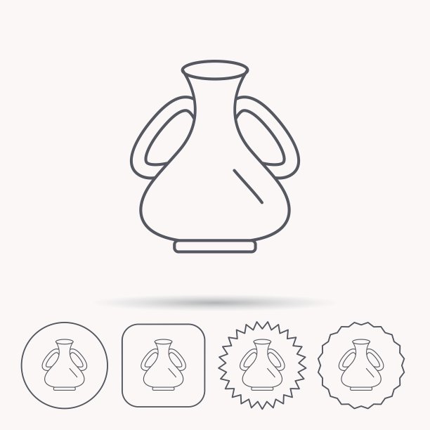 花瓶图标装饰复古双耳罐标志图片下载