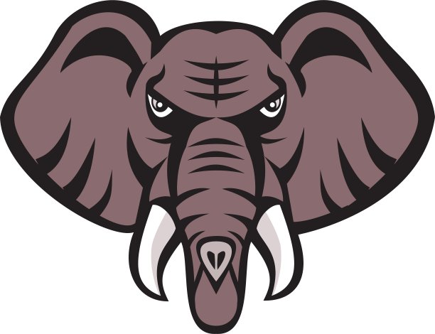 非洲象头愤怒的象牙复古图片下载