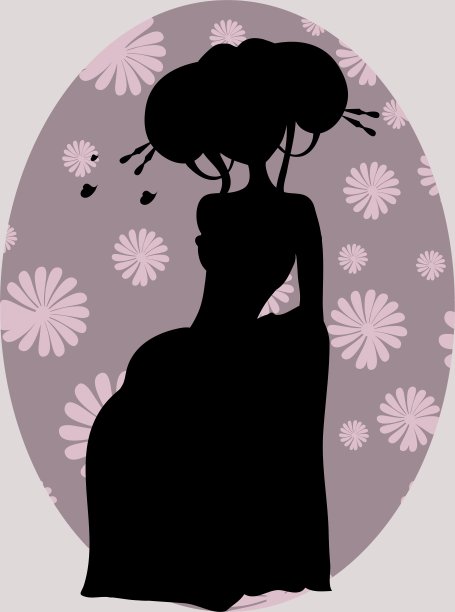 穿着和服的艺妓剪影图片下载