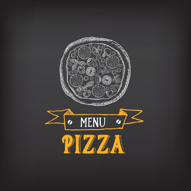 披萨菜单餐厅徽章食品设计模板图片下载