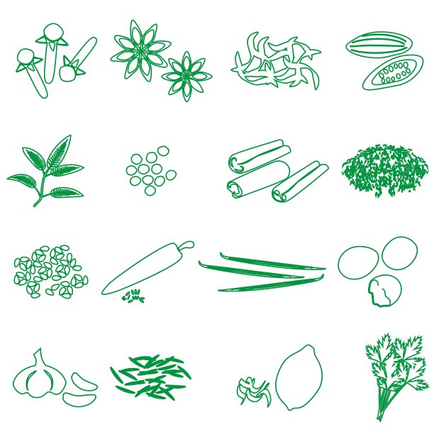 香料和调味料轮廓图标集eps10图片下载