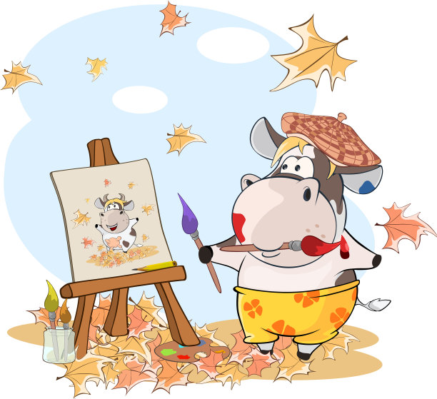 可爱的奶牛卡通人物图片下载