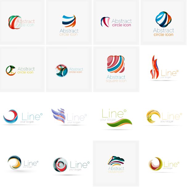 一组抽象的波浪元素圆漩涡和图片下载