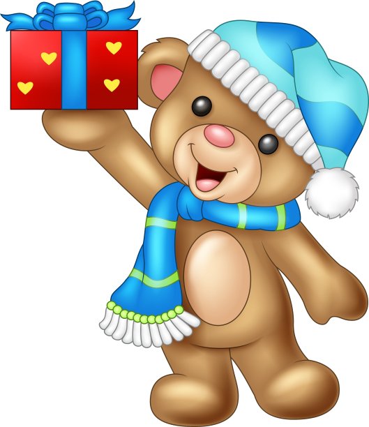 卡通熊拿着礼物图片下载