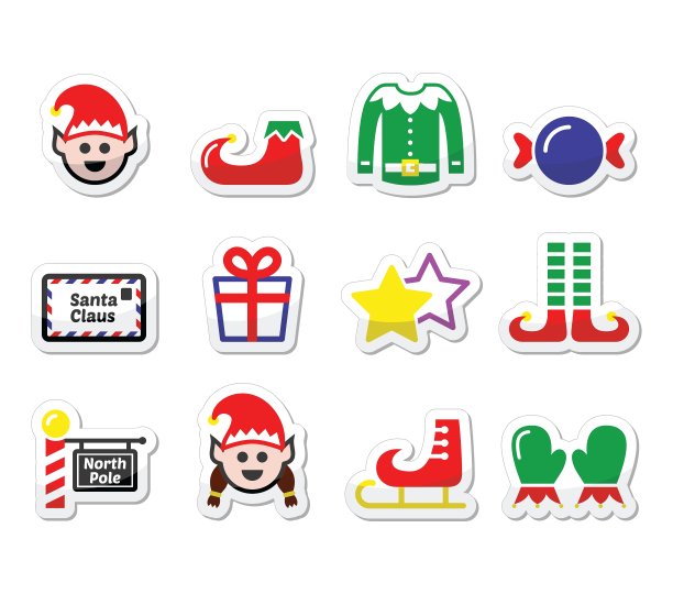 精灵圣诞标签套装图片下载