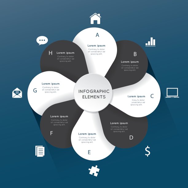 圆圈白色和黑色花瓣信息图表图片下载