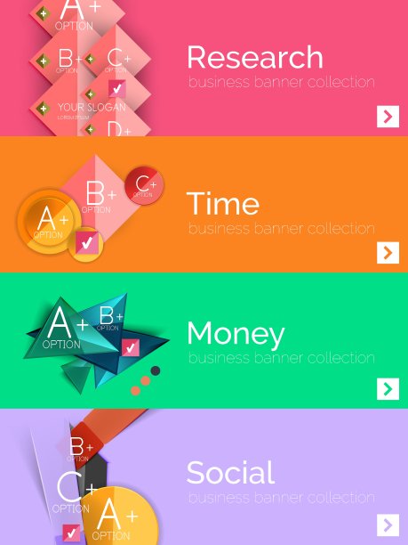 一套信息图表平面设计横幅与图片下载