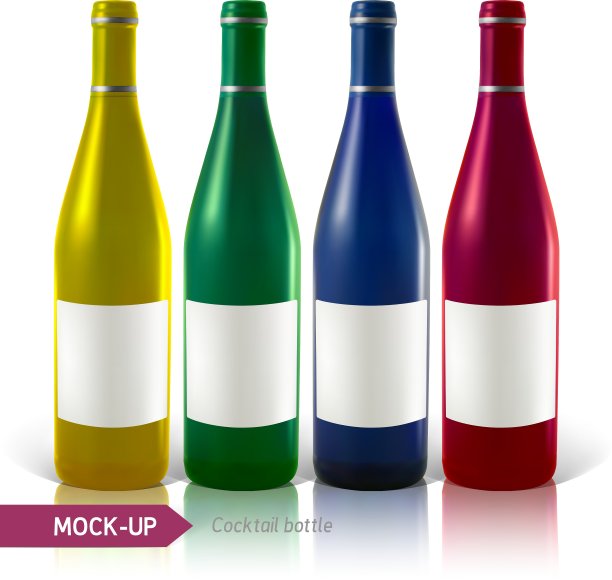 一套瓶子、葡萄酒或鸡尾酒图片下载