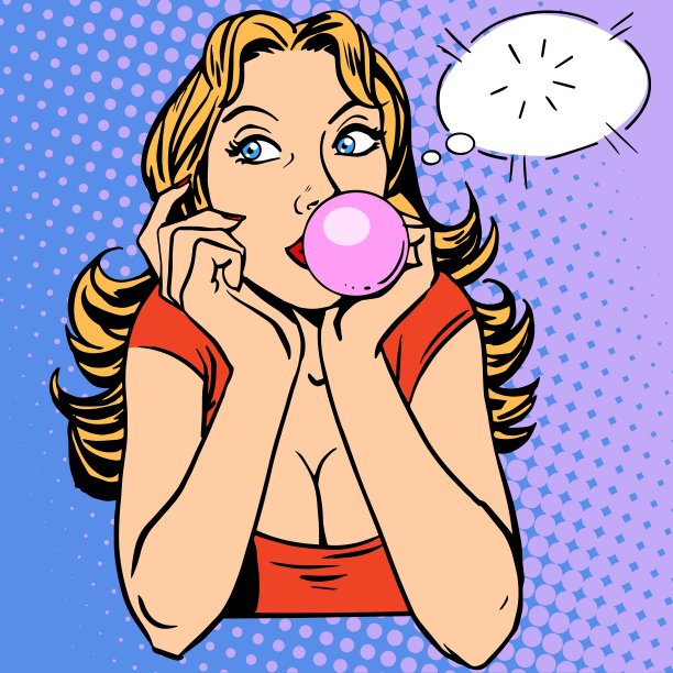 口香糖女孩泡沫图片下载