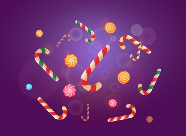 一套圣诞糖果贴纸在紫罗兰上图片下载