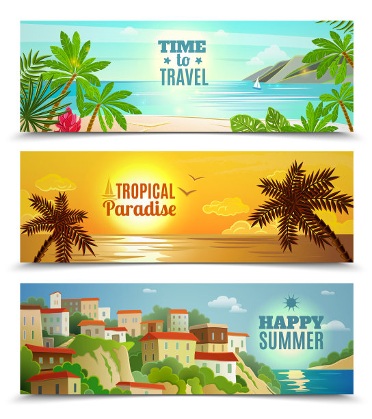 旅行社的热带天堂度假横幅图片下载