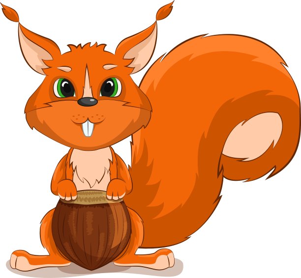 可爱的角色松鼠与坚果图片下载
