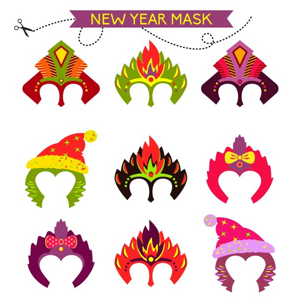 华美的圣诞猴面具套装图片下载