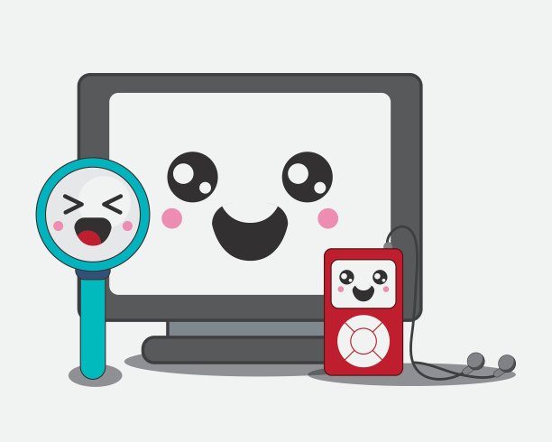 卡通图标集卡哇伊和科技设计图片下载