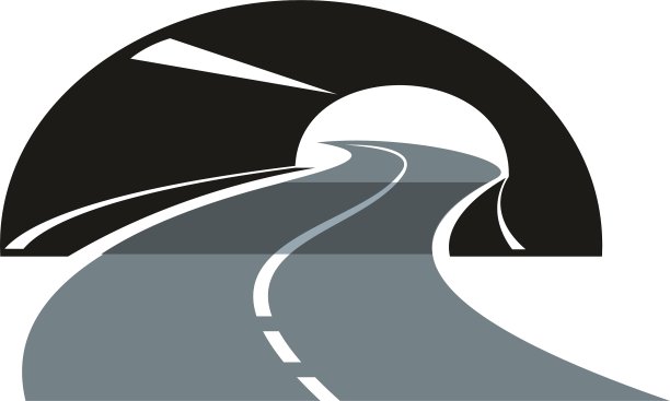蜿蜒穿过隧道的公路图标图片下载
