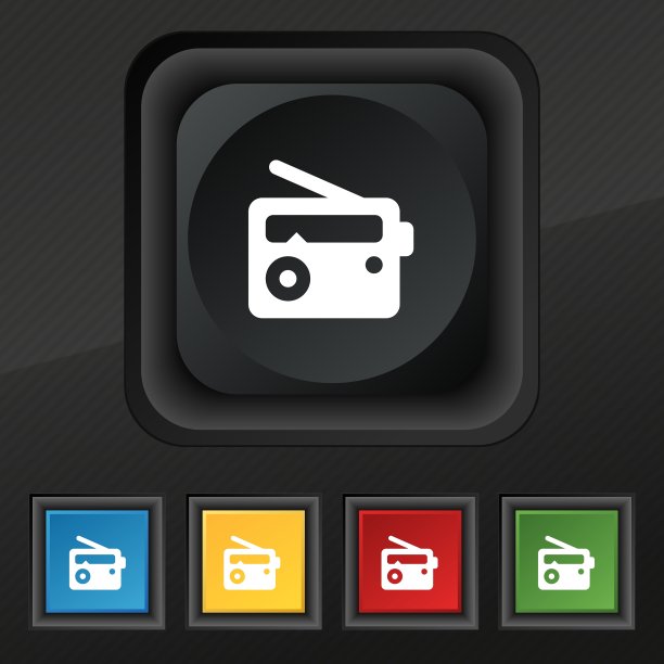 复古电台图标符号五套彩色图片下载