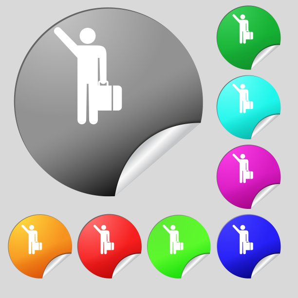 旅游标志标志八套多色轮图片下载