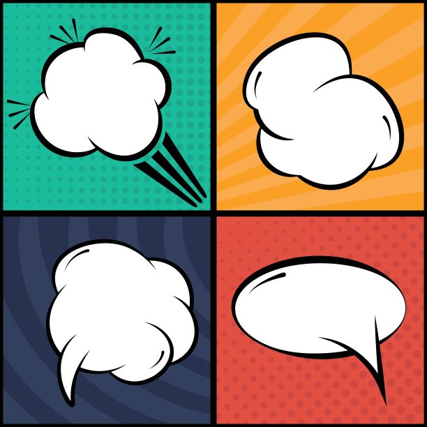 一套漫画泡泡和元素在流行艺术与图片下载