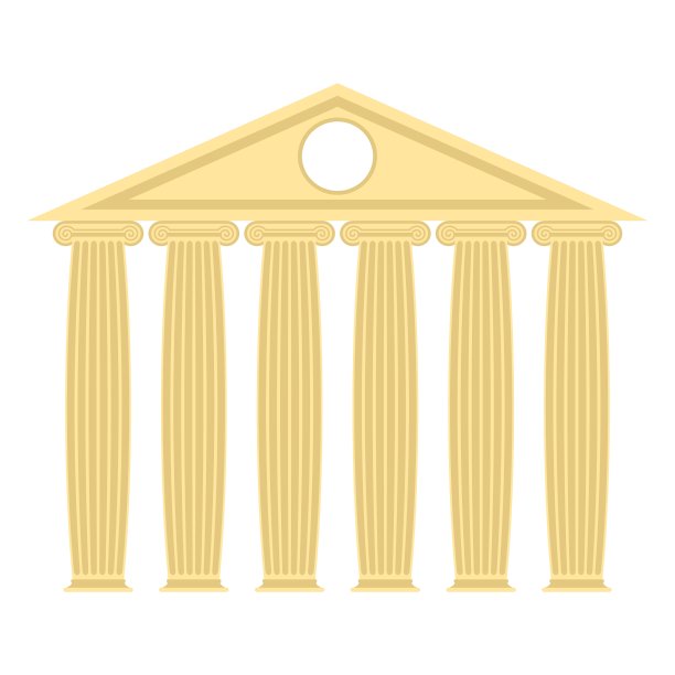 有古代圆柱和屋顶的希腊庙宇图片下载