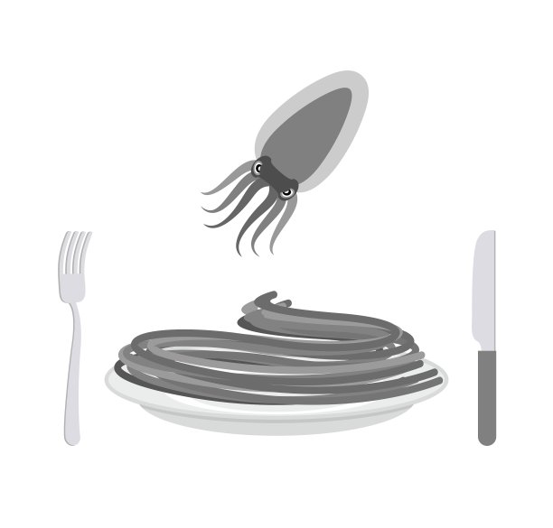 用墨鱼墨做成的黑色意大利面图片下载