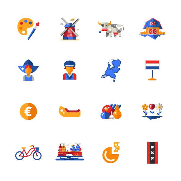 平面设计荷兰旅游图标信息图图片下载