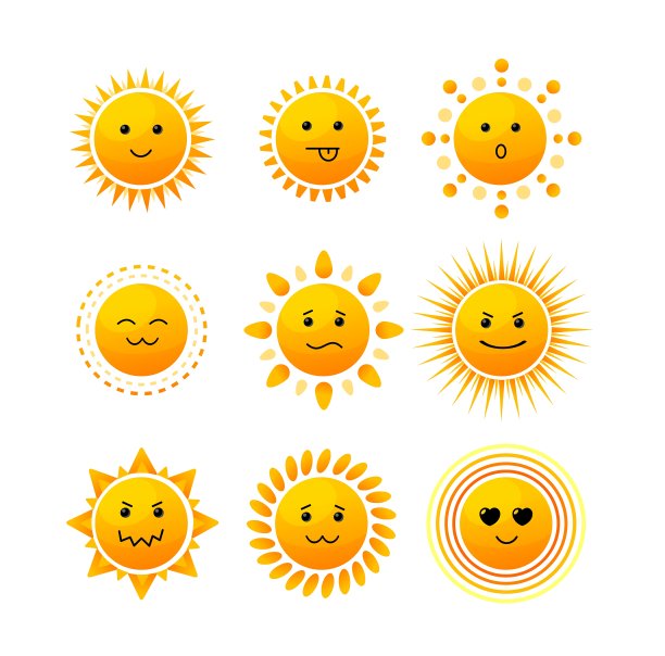 太阳笑脸图标集图片下载