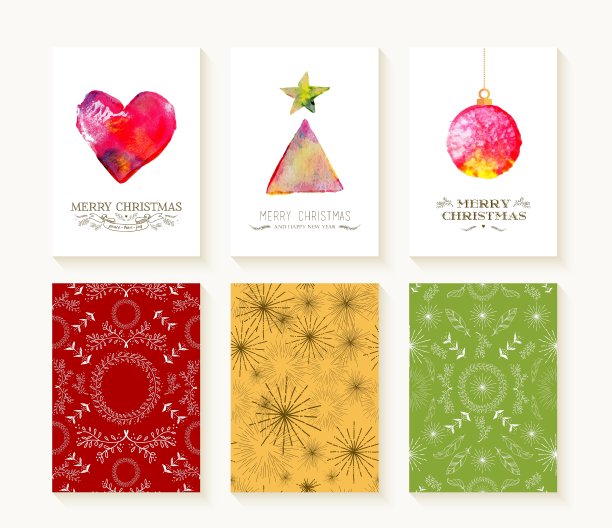 圣诞快乐图案装饰贺卡图片下载