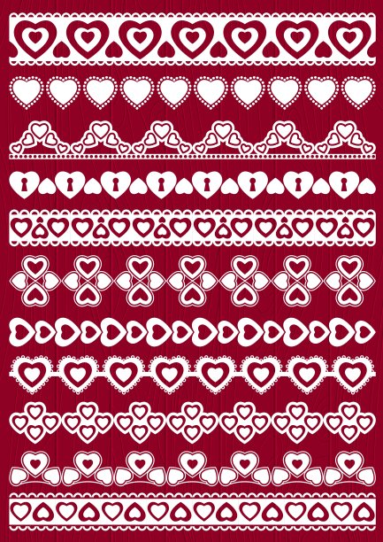 一套花边纸与心图片下载