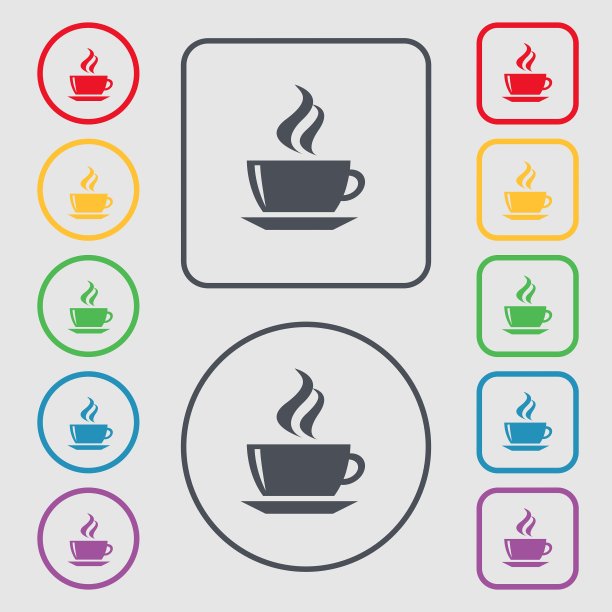 茶咖啡图标标志符号上的圆和图片下载