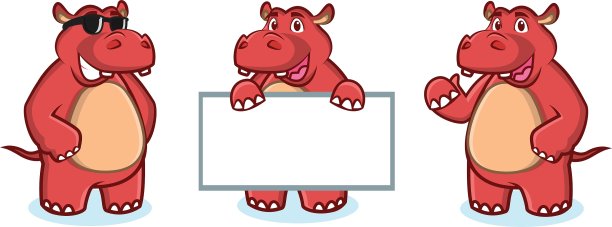 红色河马吉祥物快乐图片下载