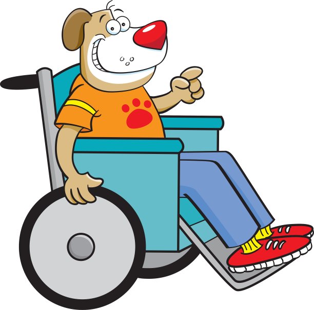 轮椅上的卡通狗图片下载