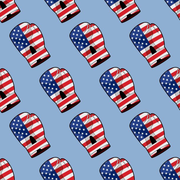 拳击手套与美国国旗无缝图案图片下载