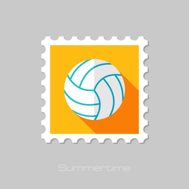 排球平邮票与长影子图片下载