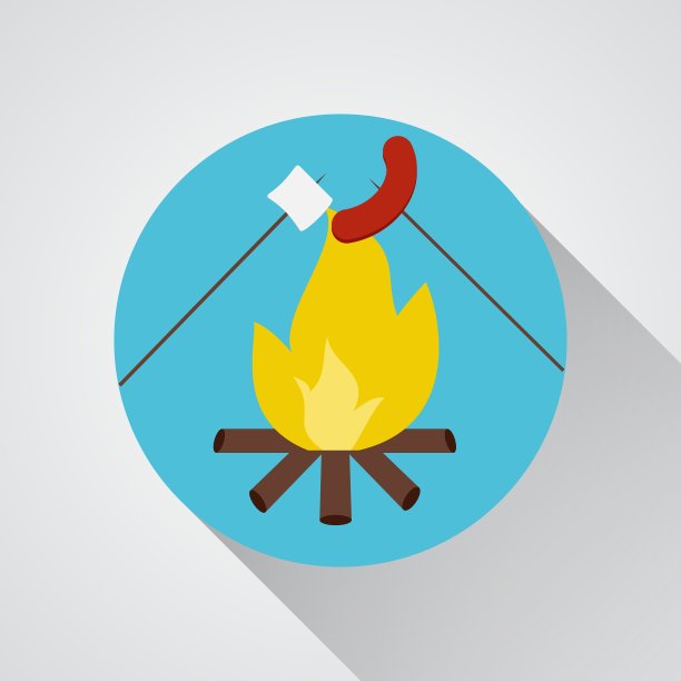 篝火与棉花糖和香肠-图标图片下载