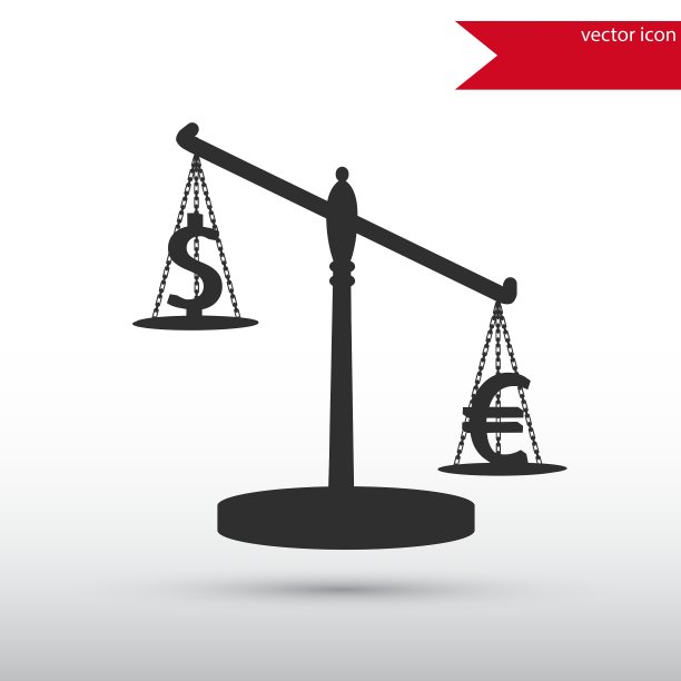 以欧元和美元为标志的天平图片下载