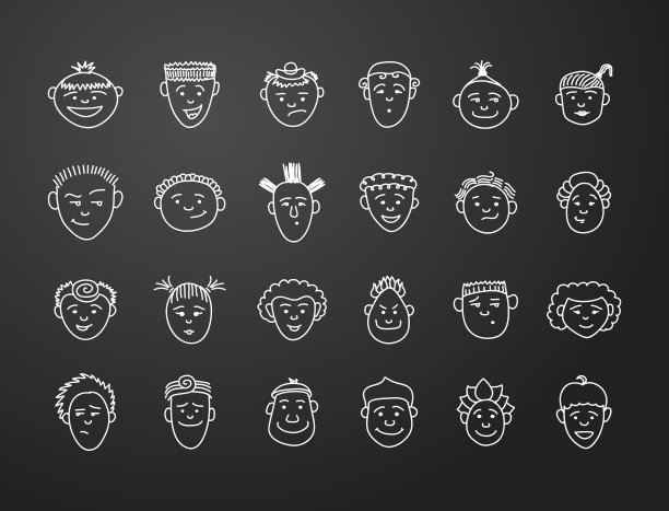 图标设置24个面对男孩和女孩图片下载