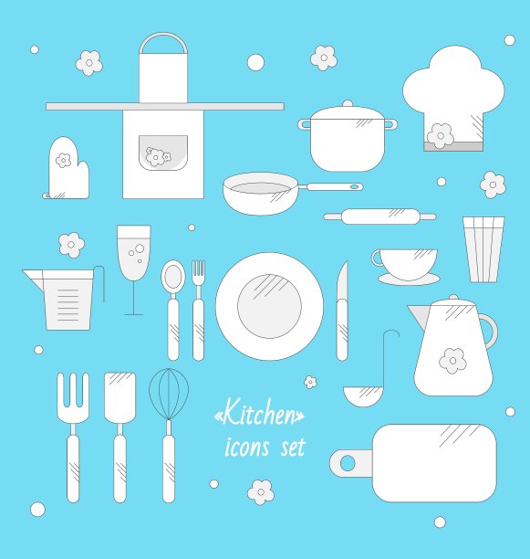 酷厨房和烹饪相关的图标设置图片下载