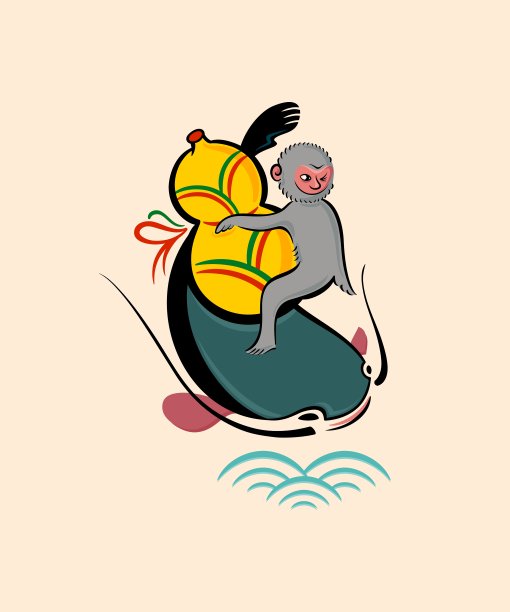 猴子用葫芦夹着鲶鱼图片下载