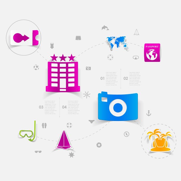 一套夏季旅游图标图片下载