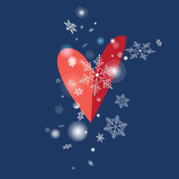 雪花和心脏图片下载