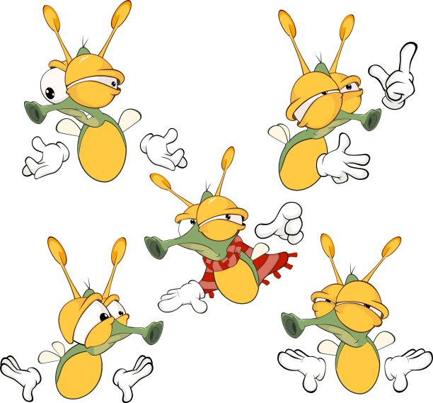 一组可爱的卡通萤火虫图片下载