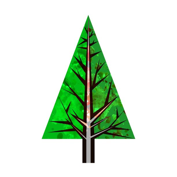 抽象水彩画绿色松树图片下载