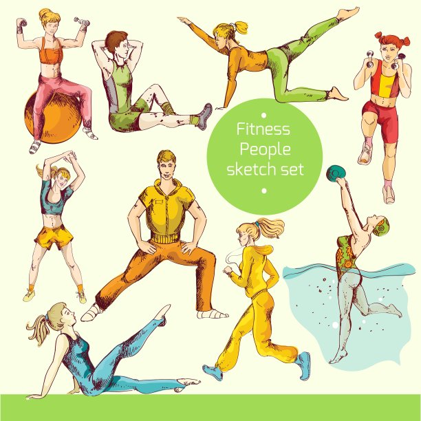 健身彩色草图图片下载