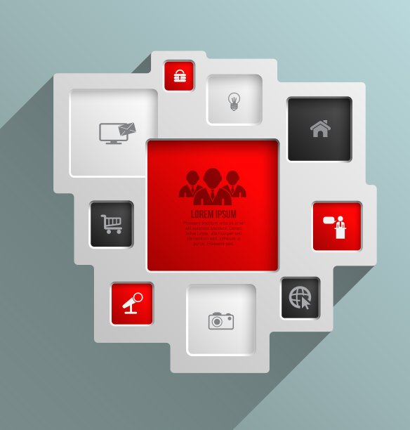 用图标表示业务概念的正方形图片下载