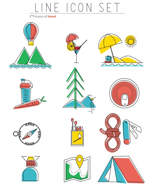 旅行系列标志露营户外装备图片下载