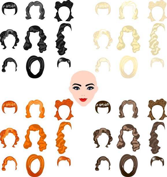 可爱的漂亮的年轻女孩与各种各样的头发图片下载