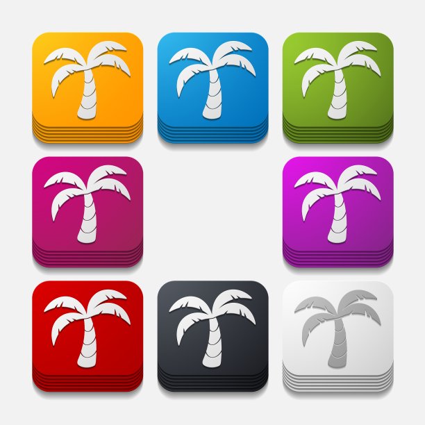 方形按钮棕榈图片下载