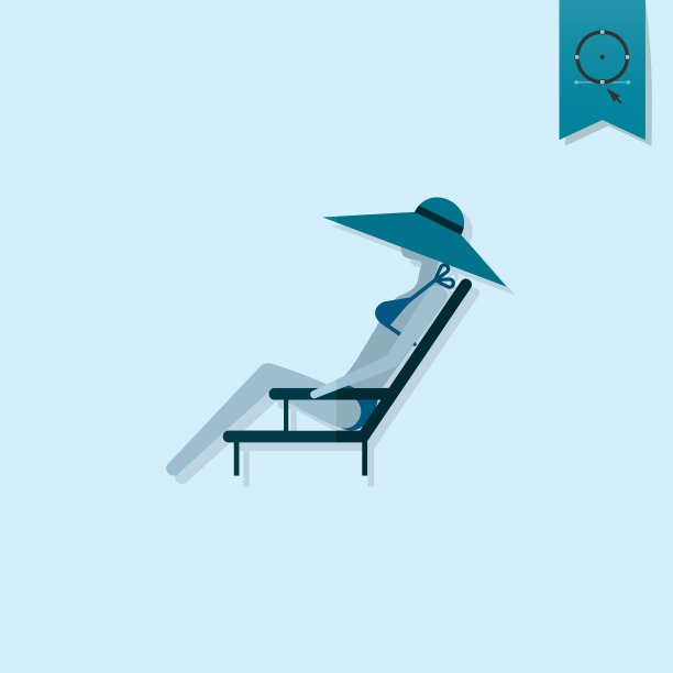 夏季和海滩简单的平面图标图片下载