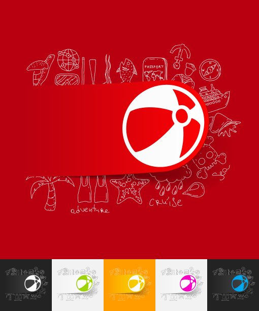 球纸贴纸与手绘元素图片下载